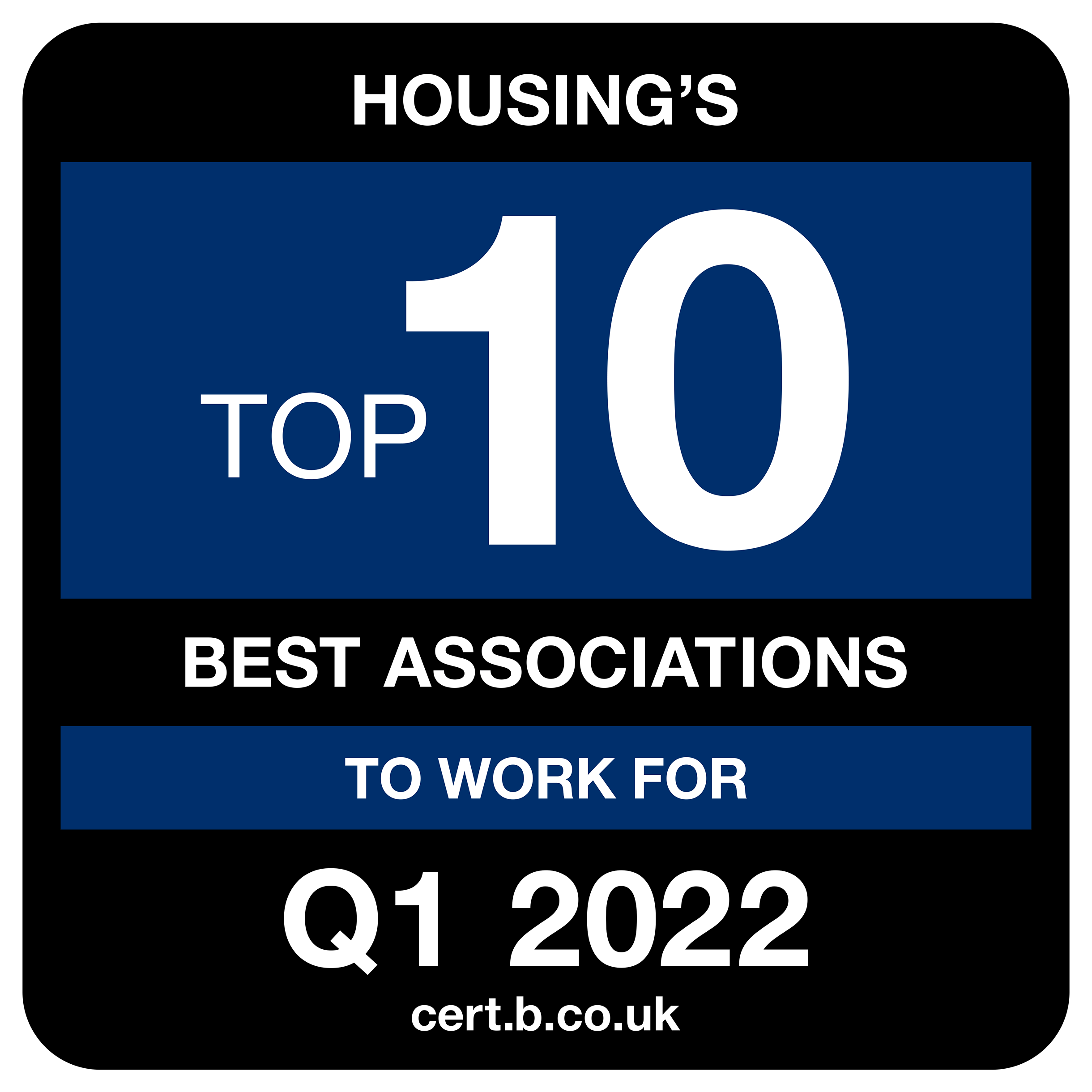 2022 Top 10 Housing Association badge