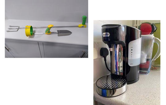 Easy grip trowel (left), tip kettle (right)